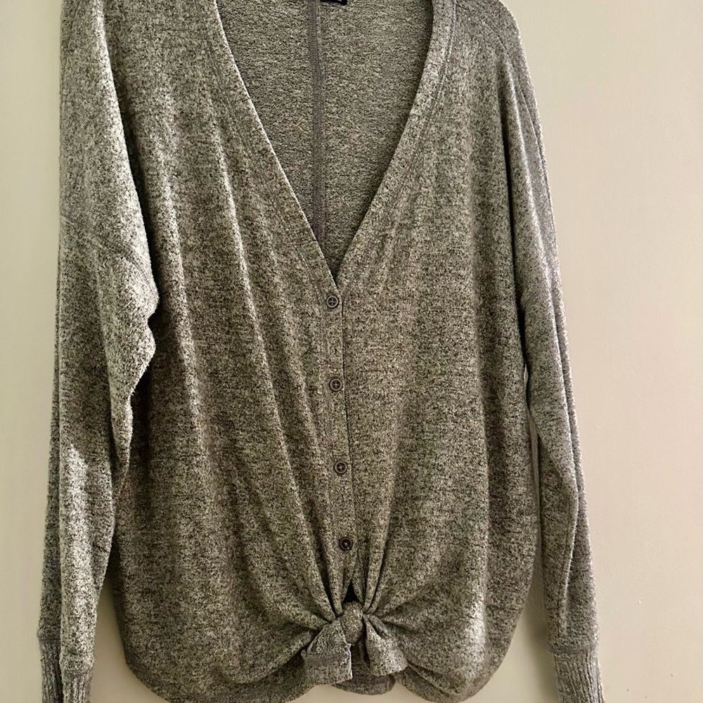 Abercrombie & Fitch Heather Gray Knit Cardigan Sweater